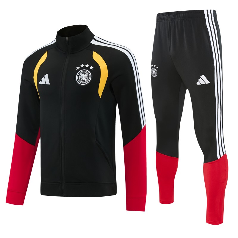 26/27 Germany  Black Full Zipper Jacket Tracksuit + Long Pants