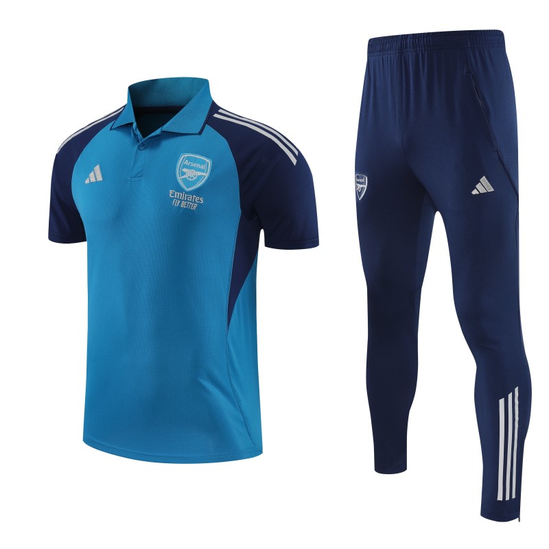 26/27 Arsenal Blue   Polo Training Shirt + Long Pants Tracksuit