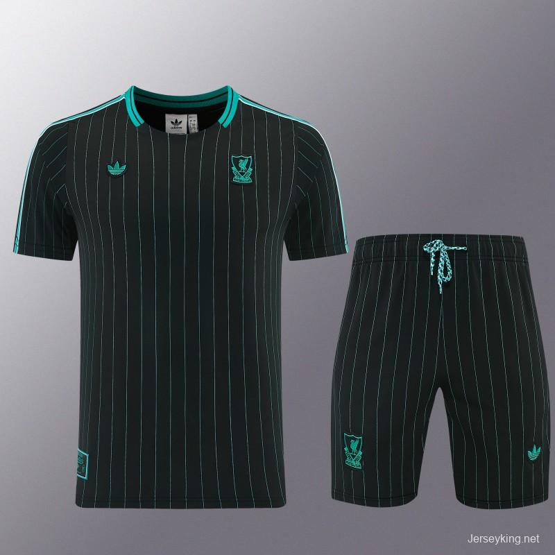 26/27  Liverpool  Black Short Sleeve+Soccer Shorts