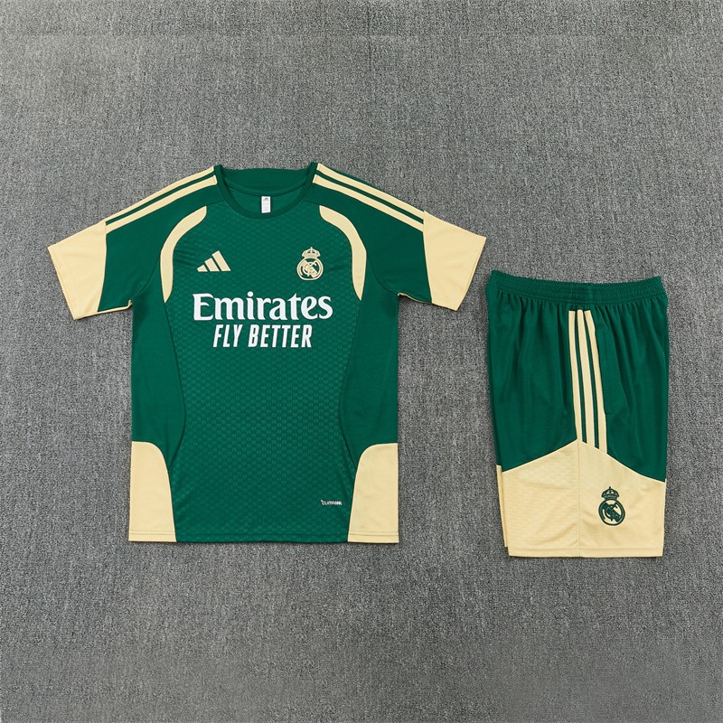 2026 Real Madrid Green & Cream  Short Sleeve+Soccer Shorts