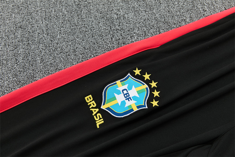 26/27 Brazil Black & Red Half Zipper Jacket Tracksuit + Long Pants