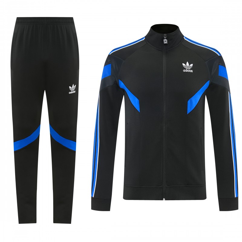 2026/27 Adidas Originals Black & Royal Blue Full Zipper Jacket Tracksuit + Long Pants