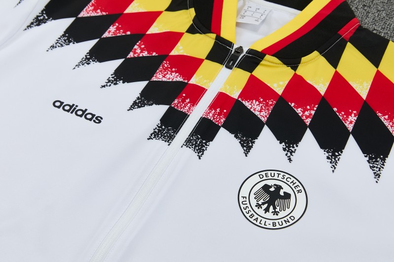 2026 Germany  White  Full Zipper Jacket Tracksuit + Black Long Pants