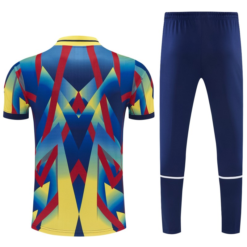 26/27 Arsenal Yellow Blue Red Geometric Multicolor Short Sleeve Tracksuit + Long Pants