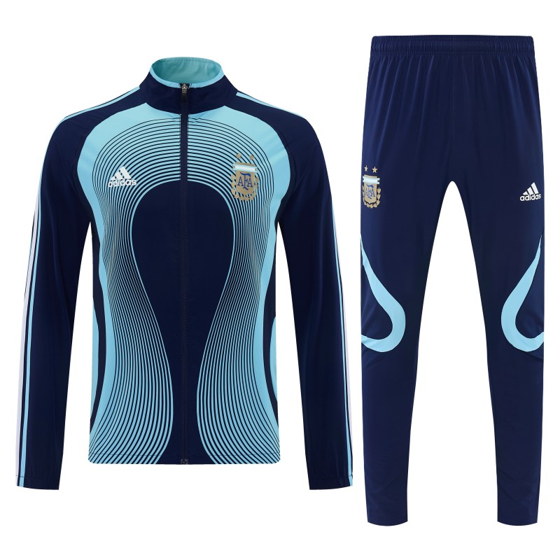 2026 Argentina Navy & Sky Blue Full Zipper Jacket Tracksuit + Long Pants