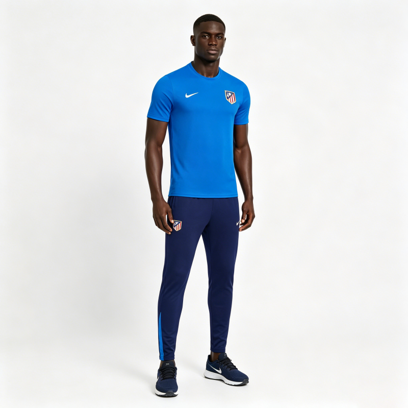 26/27 Atlético de Madrid Blue Short Sleeve Tracksuit + Navy Blue Long Pants