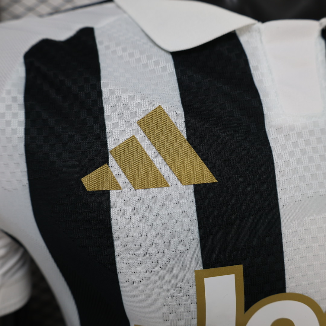 Player Version 26/27 Juventus Black & White Stripe Gold Detail Home Jersey