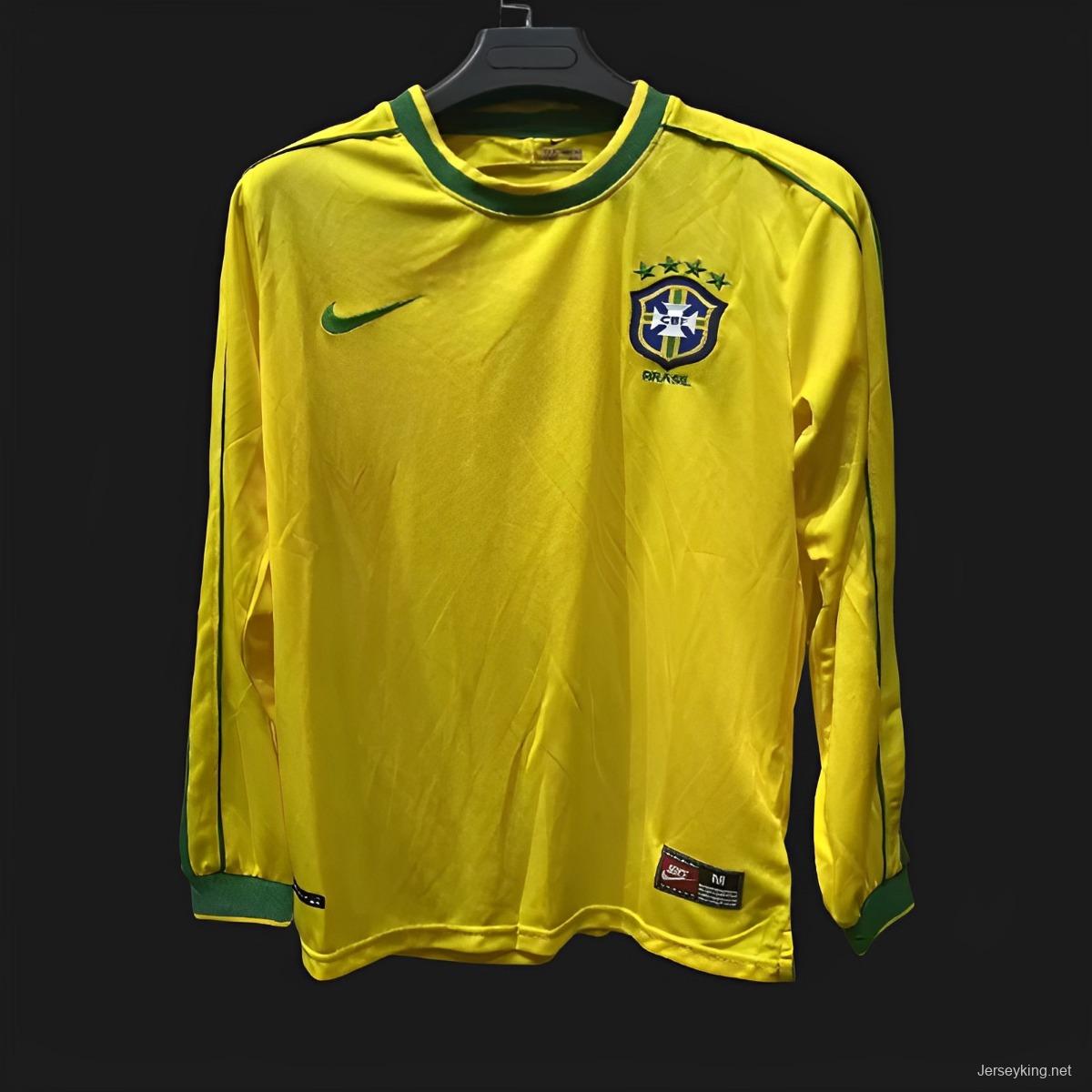 Retro 1998 Brazil Home Long Sleeve Jersey