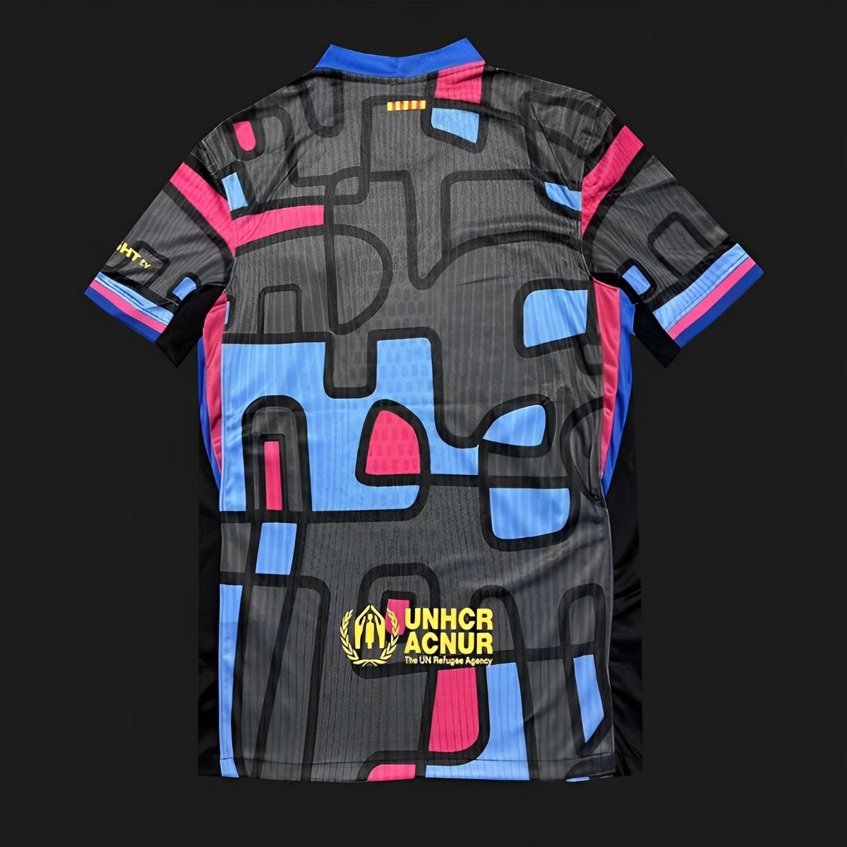 25/26 FC Barcelona Black with Blue & Pink Abstract Pattern Jersey