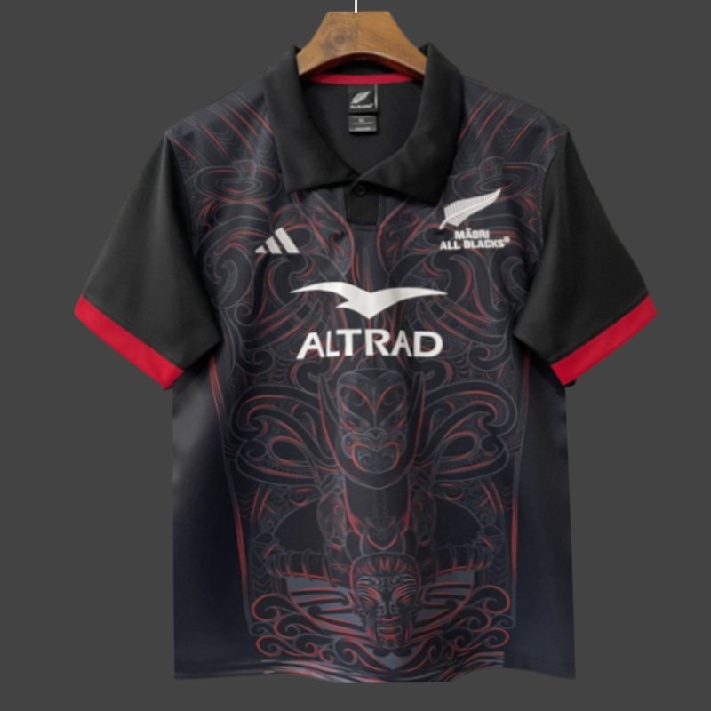 2026 Māori All Blacks Black with Māori Tiki Carving Jersey