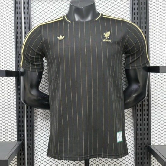 2026 Player Version Mexico Black with Gold Pinstripes Jersey