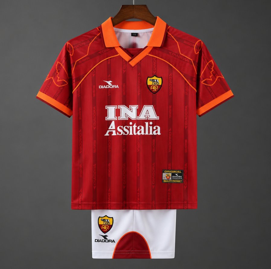 Retro Kids 99/00 Roma Home Jersey
