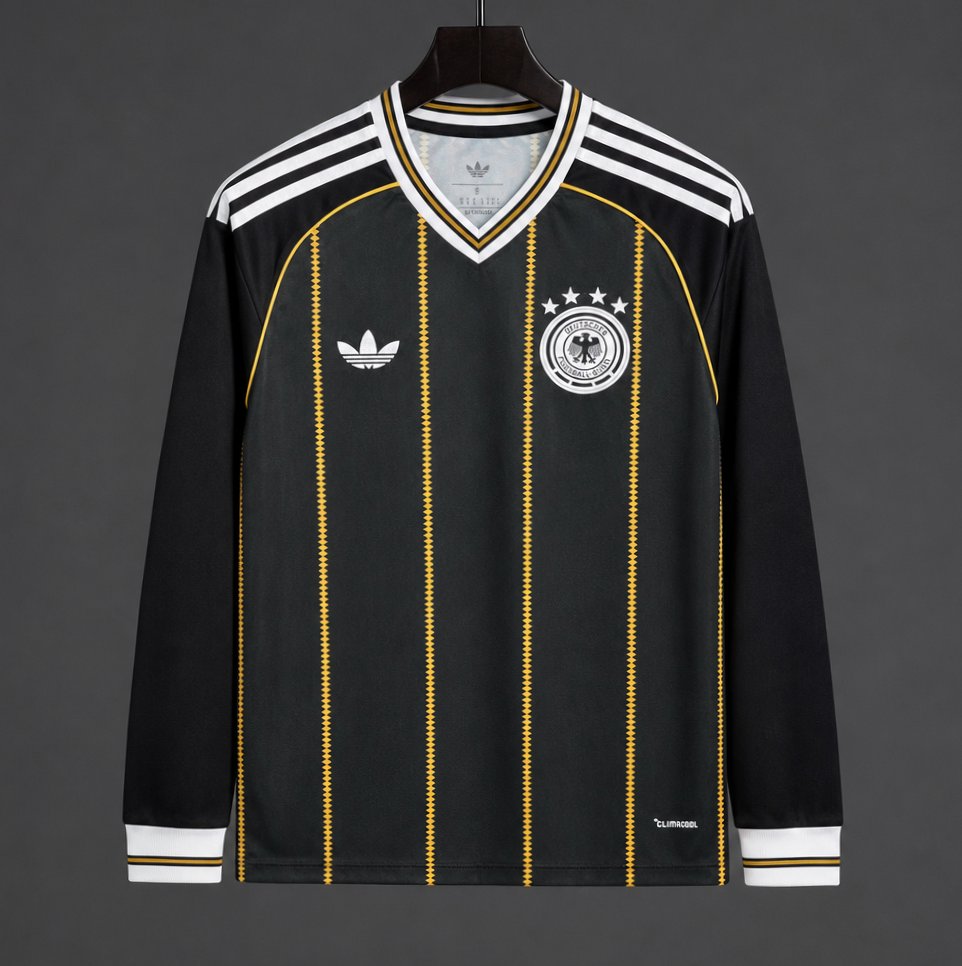 2026 Germany Away Black/Gold Long Sleeve Jersey