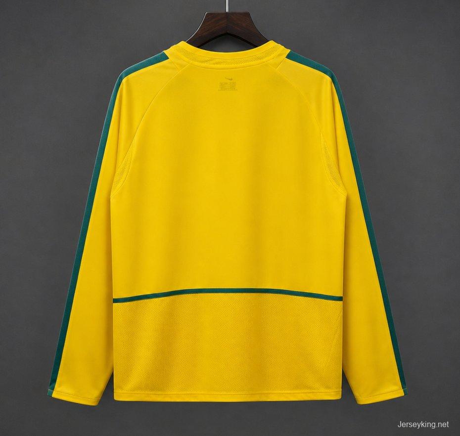 Retro 2002 Brazil Home Long Sleeve Jersey