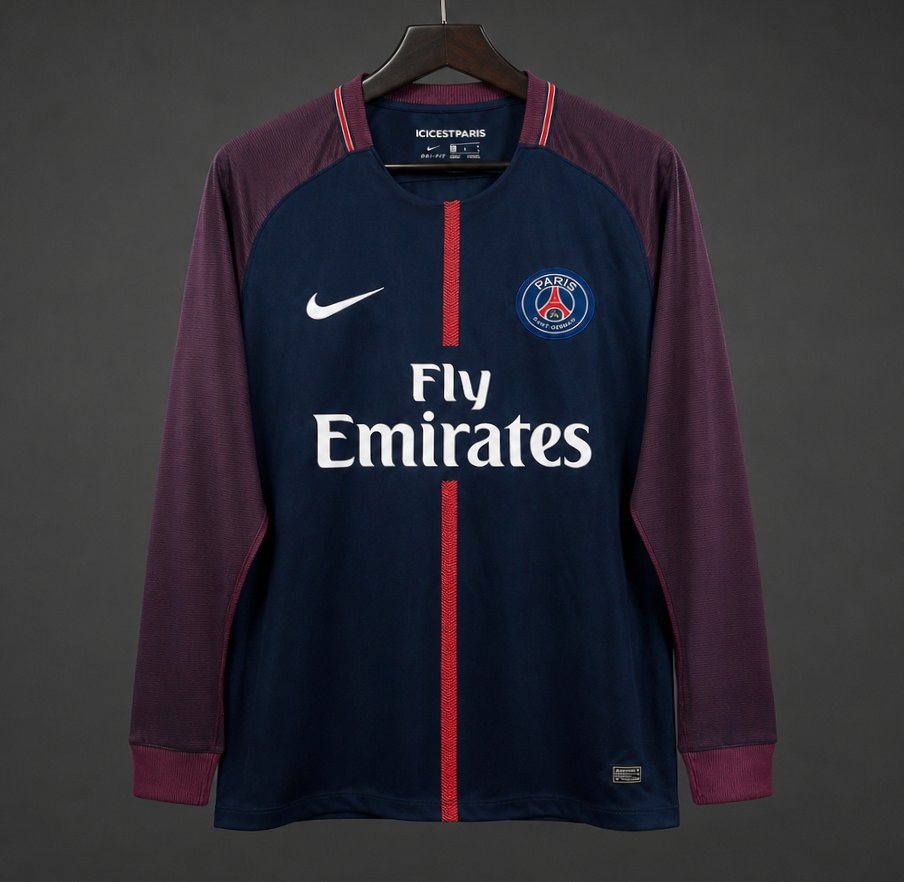 Retro 17/18 PSG Home Long Sleeve Jersey
