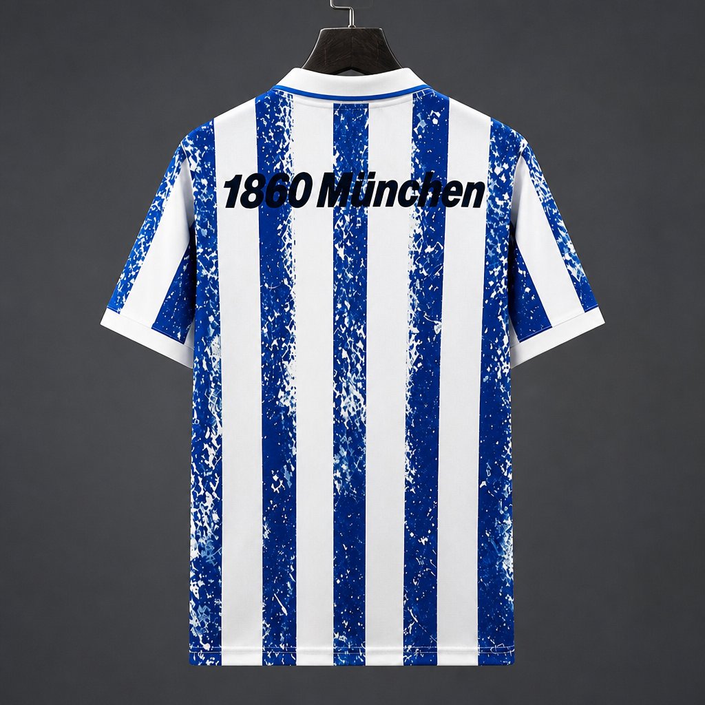 Retro 94/95 TSV 1860 München Home White and Blue with Vertical Stripes  Jersey
