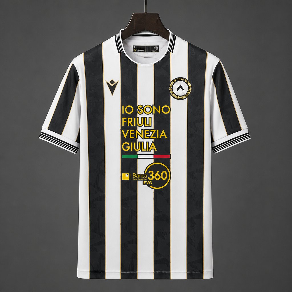 26/27 Udinese Home White With Black Stripes Jersey