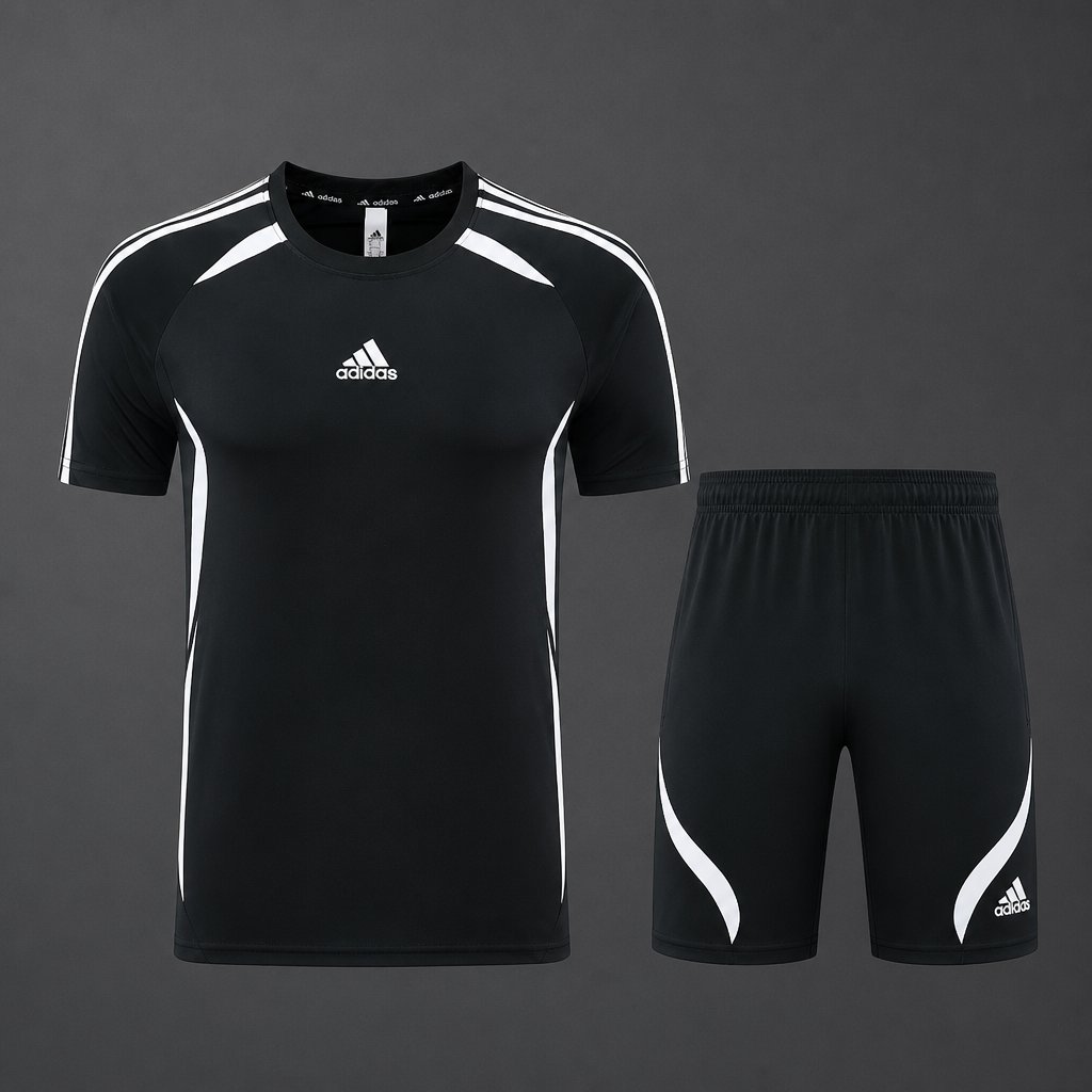 26/27 Adidas 16 Black Short Sleeve+Soccer Shorts