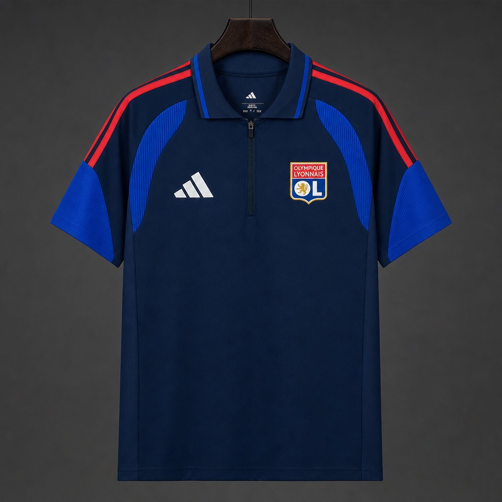26/27 Olympique Lyonnais Half-Zip Navy Blue Training Jersey